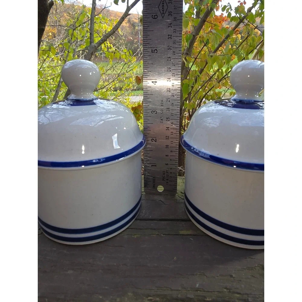 Vintage Dansk NR Japan Cobalt Blue Covered Jar Pair w/ Spoons | Niels Refsgaard‎